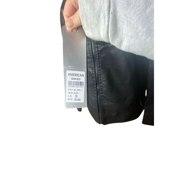 American Breed Mens Black Lined Motorcycle Coat Leather Jacket Size Small NWT - Picture 6 of 7